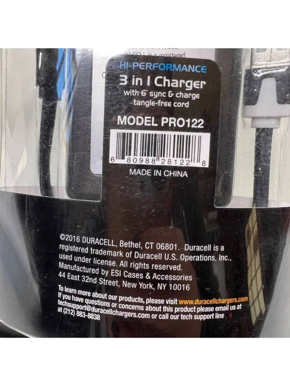 Duracell 3 in 1 Rechargeable Charger PRO122 6ft Cord iPhone iPad iPod